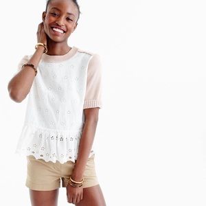 J. Crew Eyelet Peplum Sweater